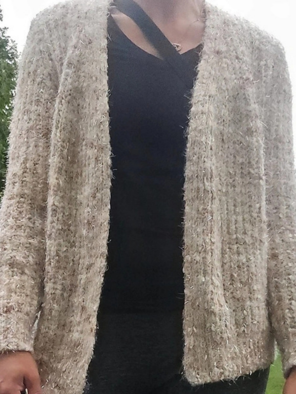 maurices Fuzzy Cardigan in tan & Cream Size Small Like New